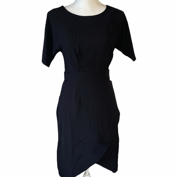BOBEAU BLACK CREPE WRAP SKIRT DRESS - Picture 4 of 7